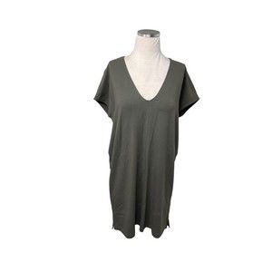 Lilla P‎ Womens V-Neck Shift Dress Olive Green Size XS NWOT Short Sleeve